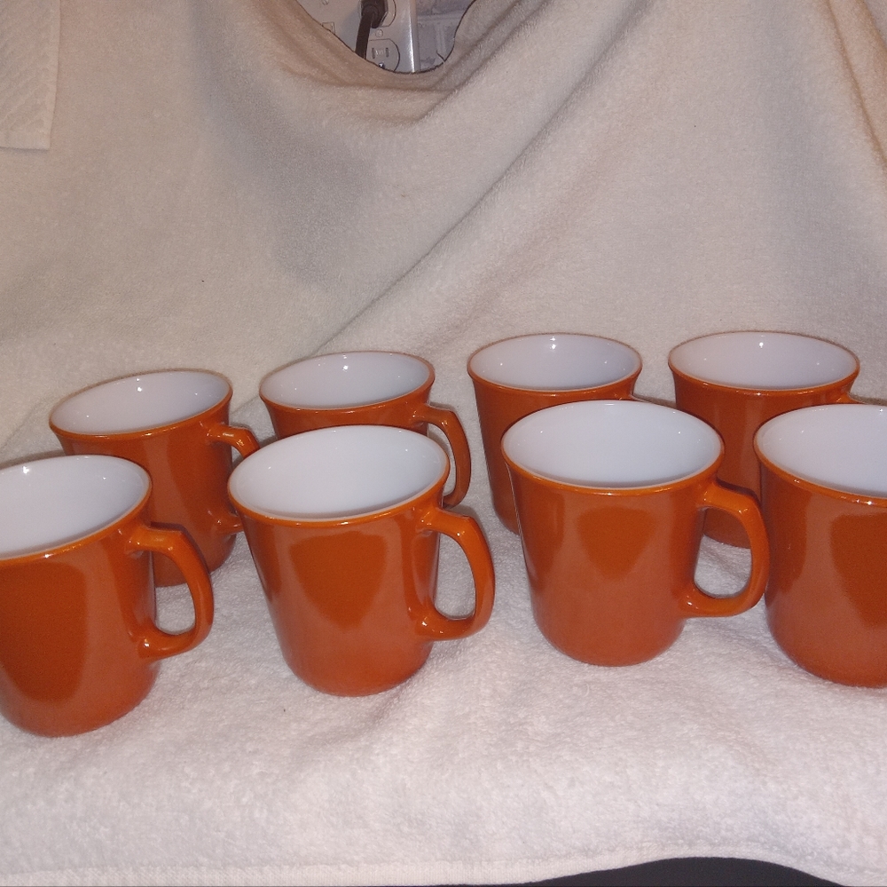 Set of 8 Vintage 1970's Pyrex Coffee Mugs
